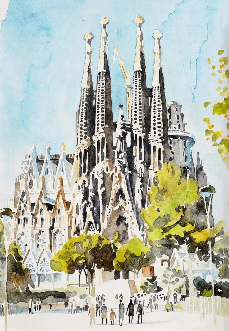 Paris Rome Santorini Coastal City Architecture landscape Watercolor Art Poster Canvas Paintings Wall Art Pictures Home Decor