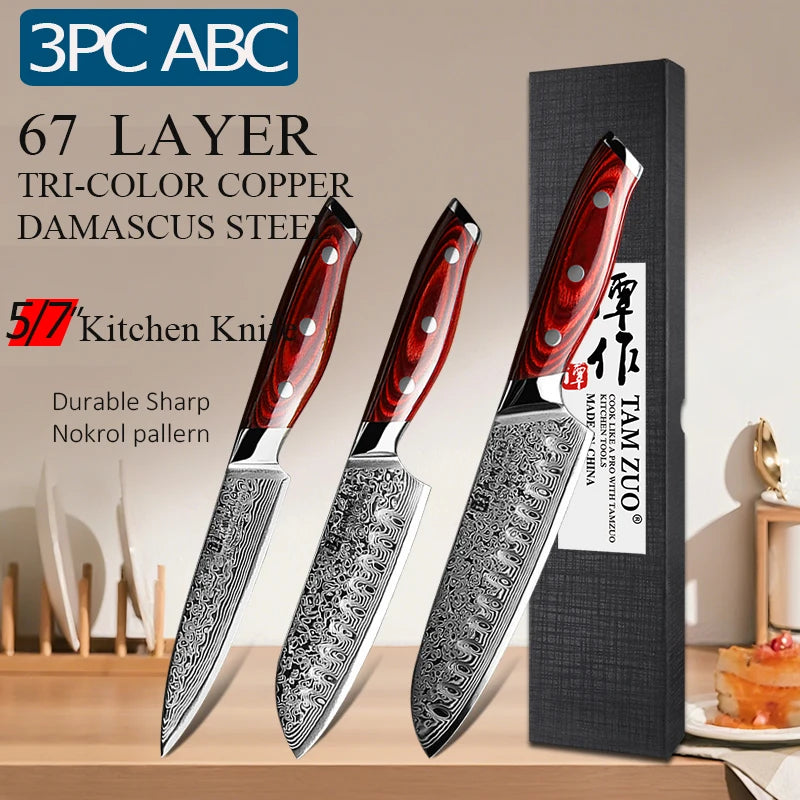 TAMZUO Damascus Steel Chef's Knife Professional Japanese Kitchen Knife Butcher Knife Wooden Handle Hnad Forged Meat Cleaver
