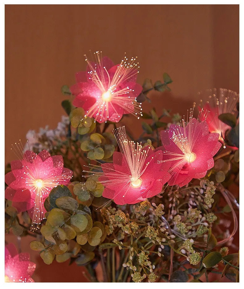 LED fiber optic flower string lights wedding party indoor and outdoor garden courtyard Christmas luminous decoration supplies