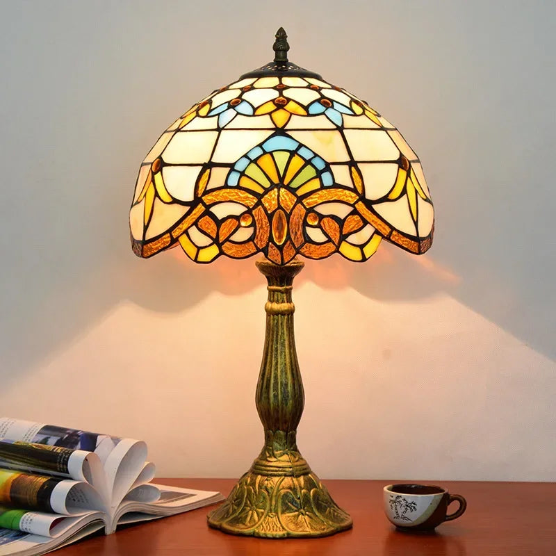 2025 Turkish Table Lamp Tiffany Stained Glass With Dragonflys Vintage Desk Lamp Bedroom Mediterranean Restaurant Home Deco Light