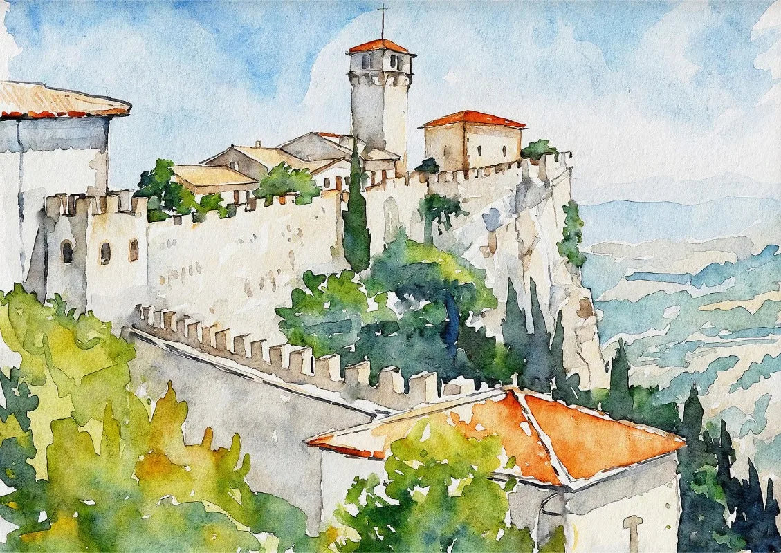 Paris Rome Santorini Coastal City Architecture landscape Watercolor Art Poster Canvas Paintings Wall Art Pictures Home Decor