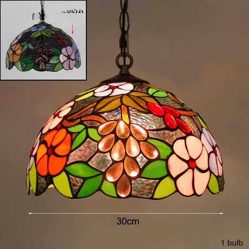 Mediterranean Tiffany Stained Glass Pendant Lights Vintage Hanging Lamp for Dining Room Kitchen Light Fixtures Home Art Decor