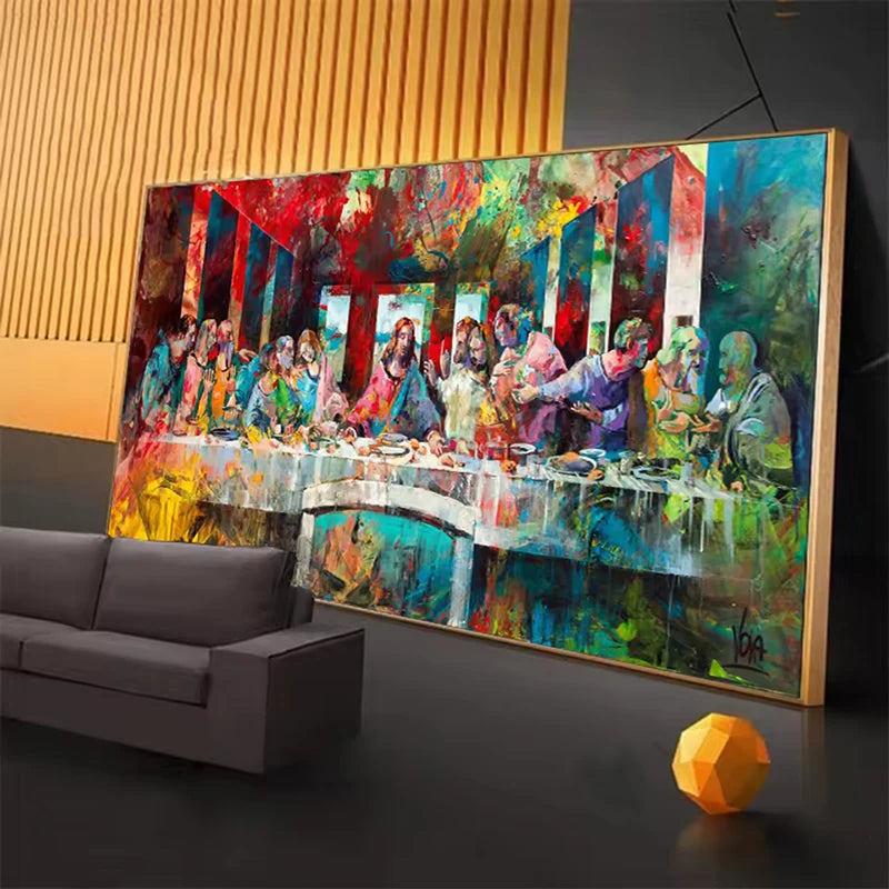 Famous Paintings Da Vinci's Last Supper Graffiti Art Poster and Prints Classical Canvas Painting Wall Art Picture Home Decor