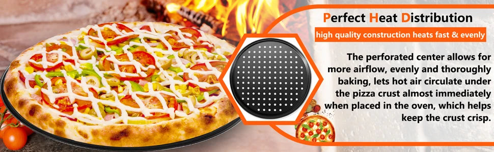 1Pcs Pizza Pans for Oven Round Pizza Pan with Holes 28cm Pizza Tray for Oven Baking Steel Pizza Oven Accessories Kitchen Tools