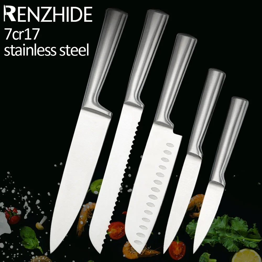Kitchen Knife set 5-piece stainless steel kitchen with hollow handle Chef's knife Japanese knife Multi-purpose knife Fruit knife