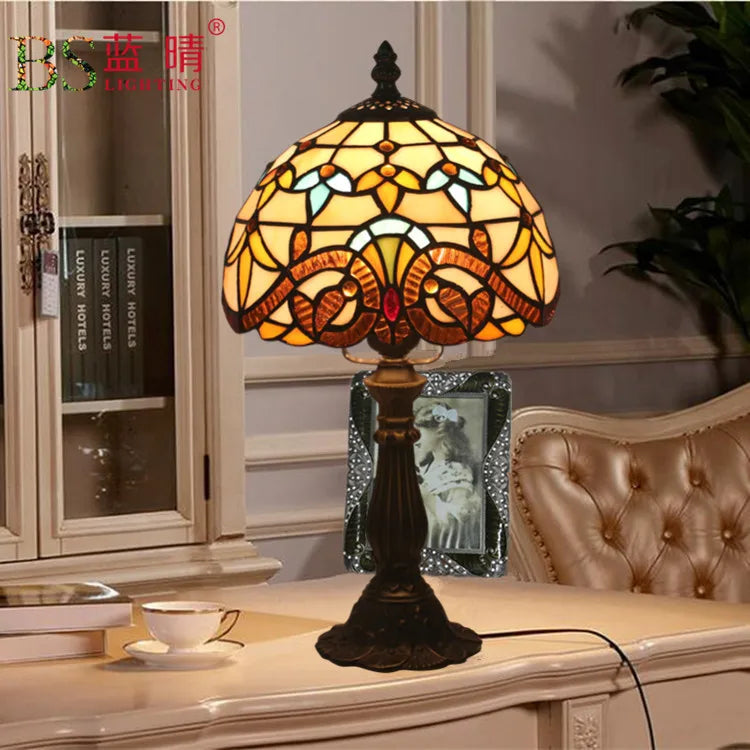European Tiffany Table Lamp For Indoor Bedroom Bedside Retro Creative Restaurant Cafe Bar Study Table Lamp