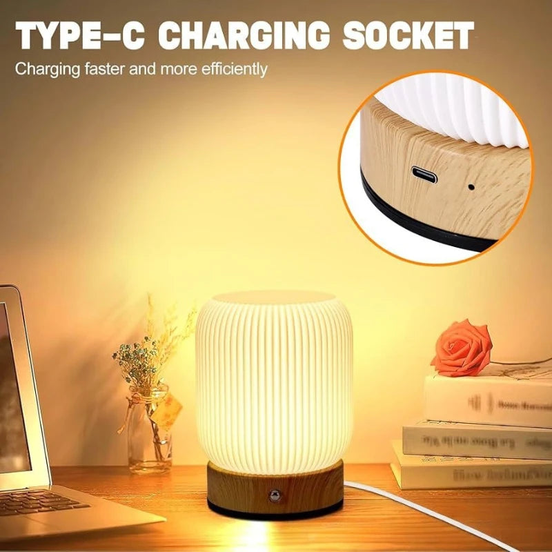 Night Light Touch Lamp for Bedrooms Living Room Portable Dimmable 3 Color Temperatures Bedside Lamps Rechargeable Table Lights