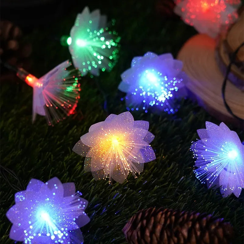 LED fiber optic flower string lights wedding party indoor and outdoor garden courtyard Christmas luminous decoration supplies