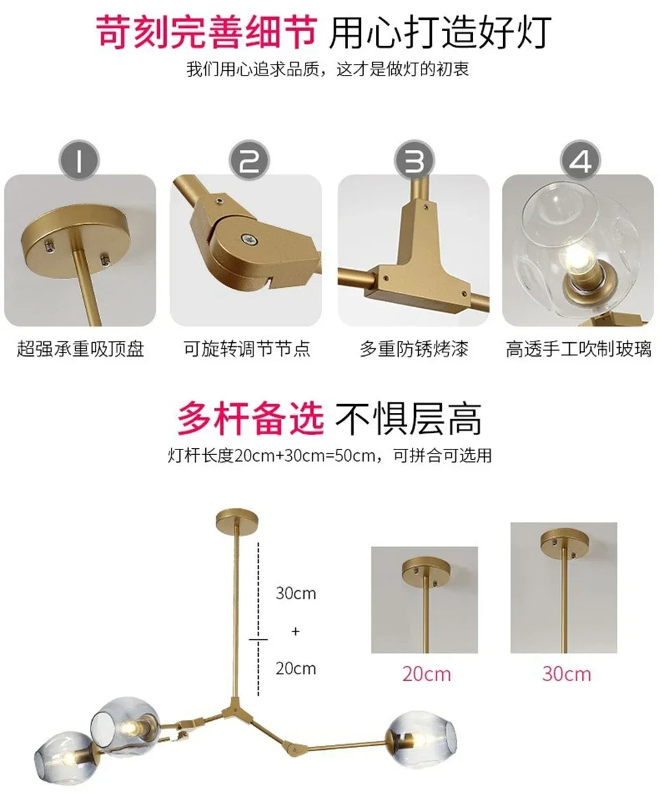 Modern Lustre Glass Chandelier LOFT LED Ceiling Lamp Pendant Lamp Living Dining Room Home Decor Hanging Lights Kitchen Fixtures