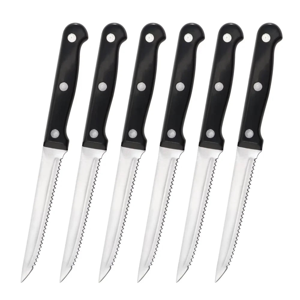 Steak Knives Set Cutlery Set 4/6/8/16 Pcs Full Tang Stainless Steel Sharp Serrated Dinner Knives Dishwasher Safe for Meat Bread