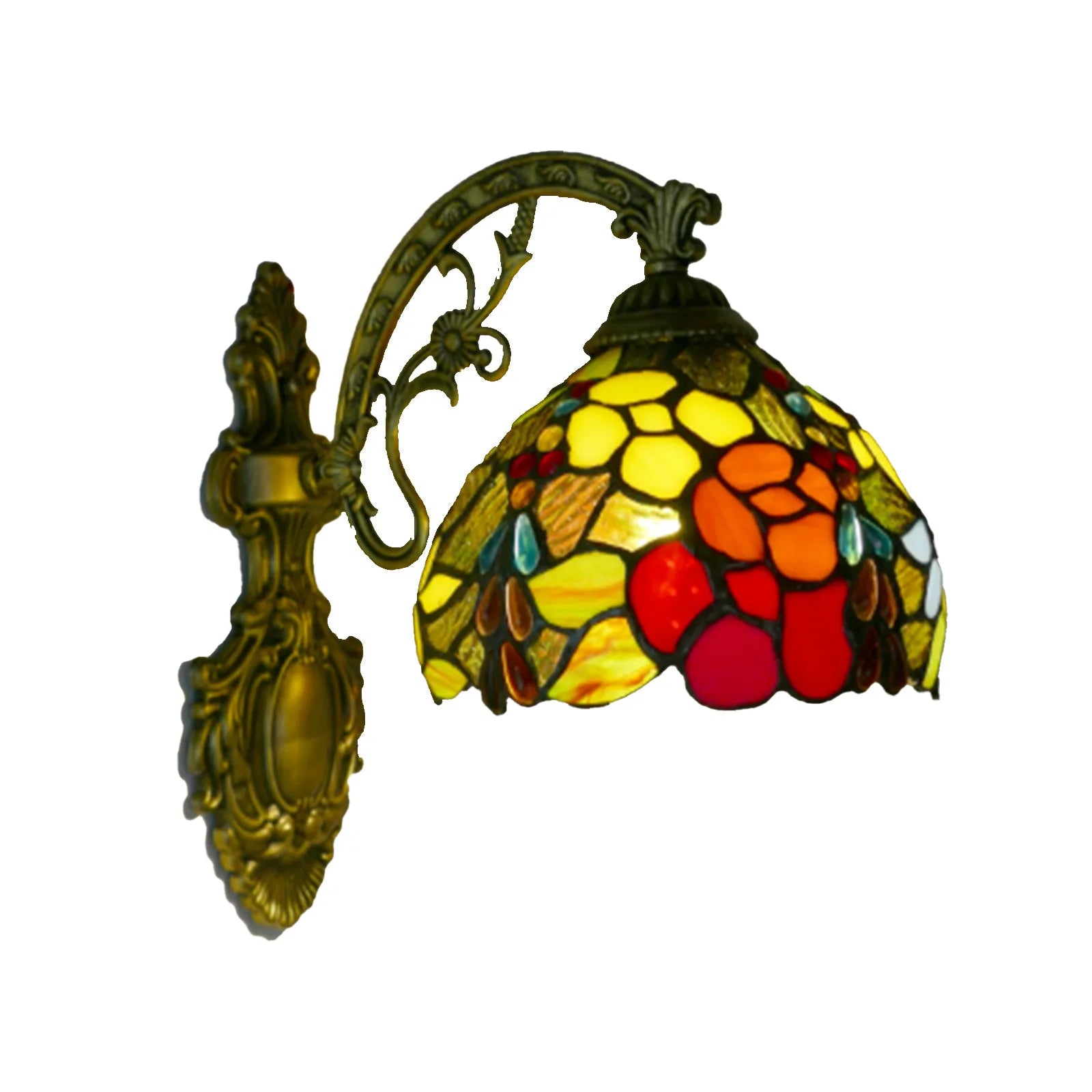 European Tiffany Colorful Glass Wall Lamp Bedroom Bedside Lamp Retro Creative Dining Room Balcony Aisle Staircase Light