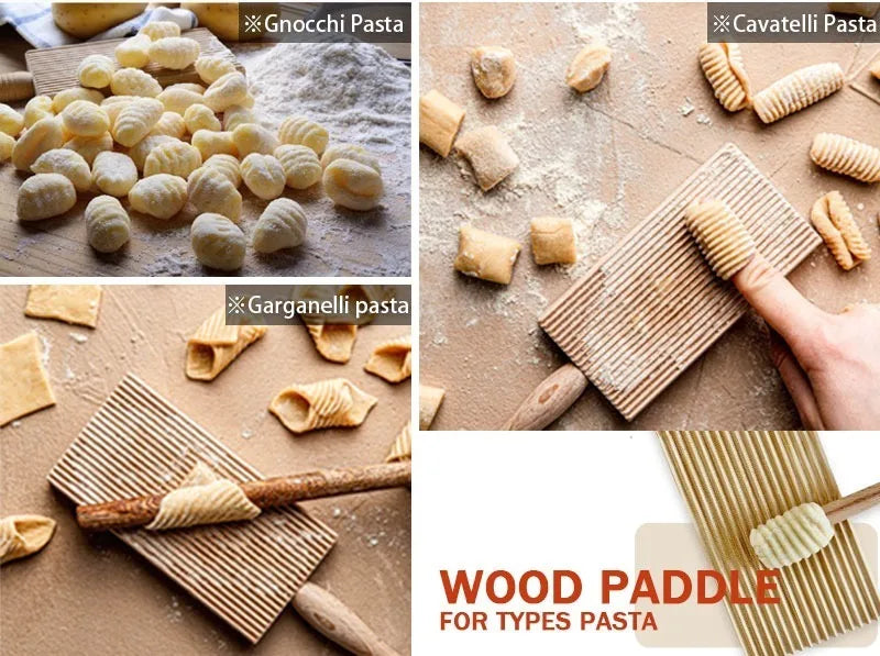 Gnocchi and Butter Board Wooden Set Italian Pasta Making Tools Ravioli Mold Cutter for Homemade Cavatelli Garganelli Pasta Maker