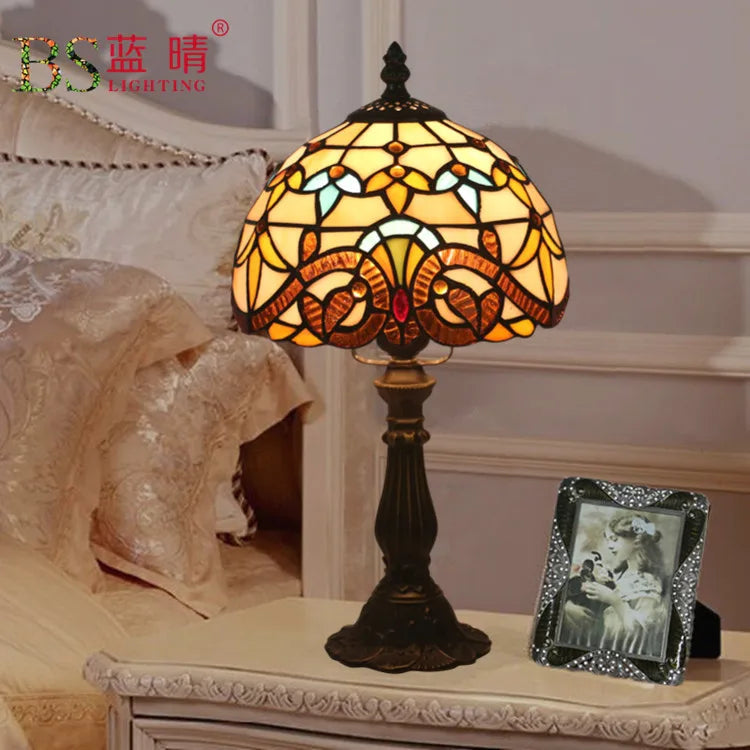 European Tiffany Table Lamp For Indoor Bedroom Bedside Retro Creative Restaurant Cafe Bar Study Table Lamp