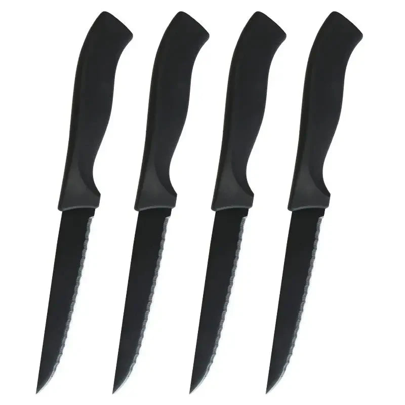 Professional kitchen knife 4/6/8-piece steak knife set black matte household stainless steel steak knife kitchen accessory tools