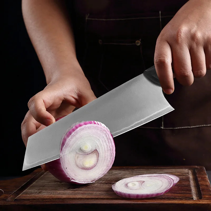 Professional Japanese Kiritsuke Knife Chef Meat Cleaver Slicing Sushi Triple Steel Kitchen Cooking Cutter