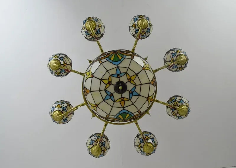 2026 Tiffany Retro Pendant Light Led Chandelier Creative Stained Glass Baroque Style Bar Bedroom Living Room Crystal