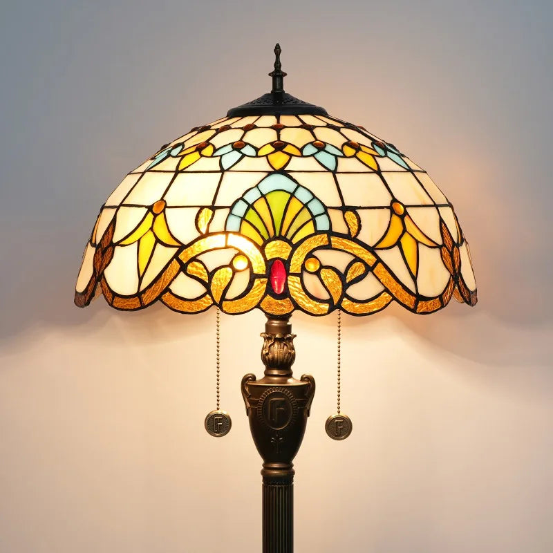 High-End Tiffany Floor Lamp for Bedroom Study Elegant Exquisite Handmade Modern Design Stained Glass Dome E27 Base Bulb