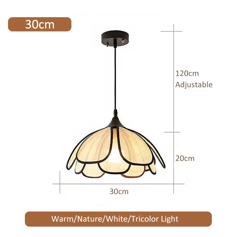 Nordic Modern Retro Chandelier LED Hand-woven Lotus 3 color French Cream Pendant Lamps Bedroom Living Room Lighting Fixtures
