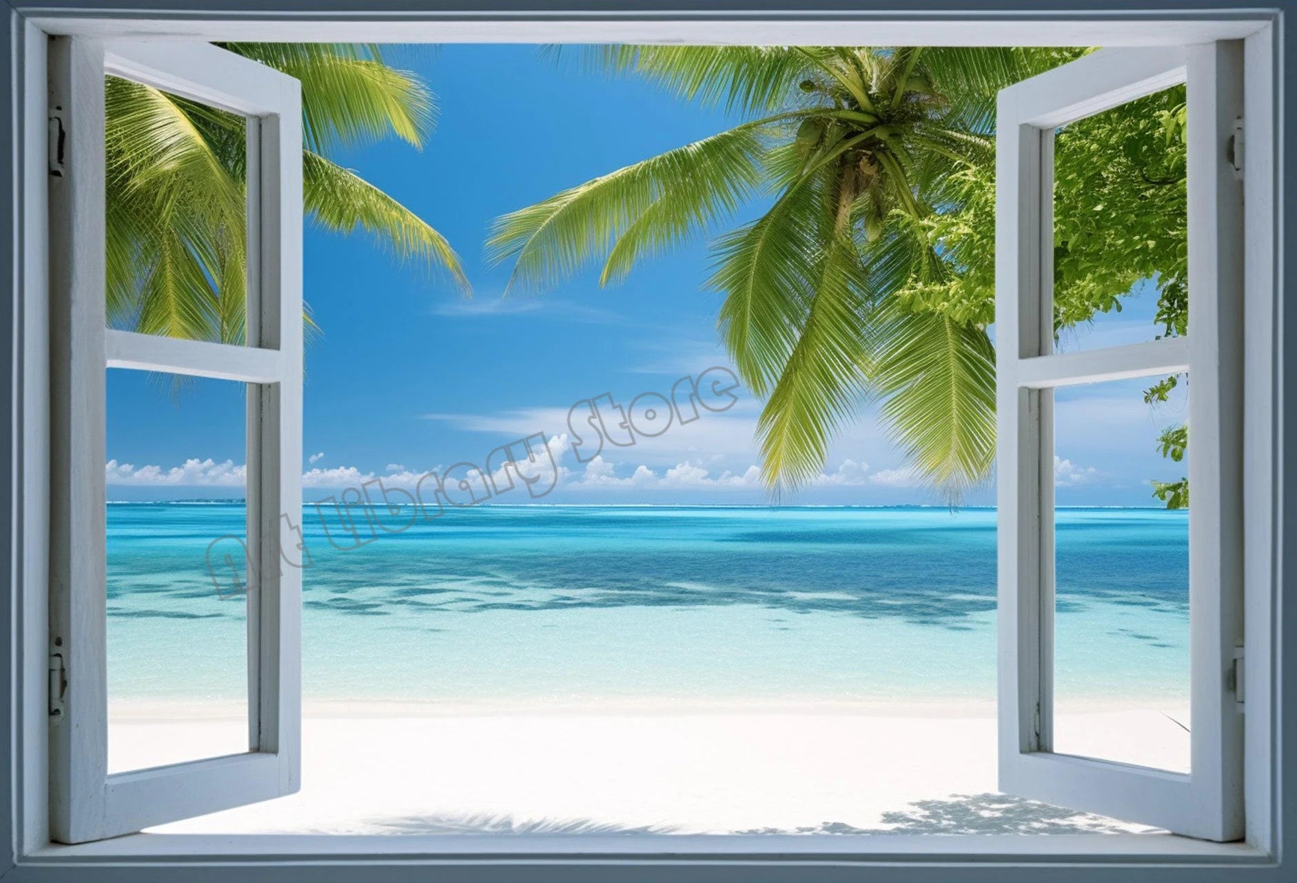 Open Window View Tuscany Paris Coastal Landscape Nordic Poster Canvas Painting Wall Art Pictures Home Living Room Decor