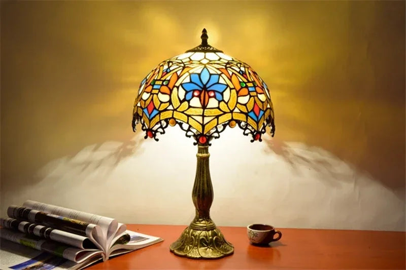 2025 Turkish Table Lamp Tiffany Stained Glass With Dragonflys Vintage Desk Lamp Bedroom Mediterranean Restaurant Home Deco Light