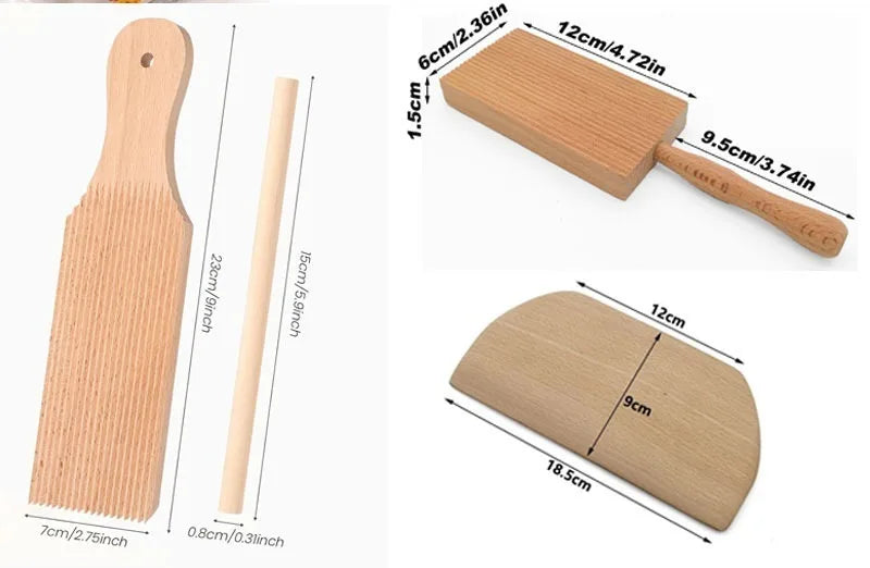 Gnocchi and Butter Board Wooden Set Italian Pasta Making Tools Ravioli Mold Cutter for Homemade Cavatelli Garganelli Pasta Maker