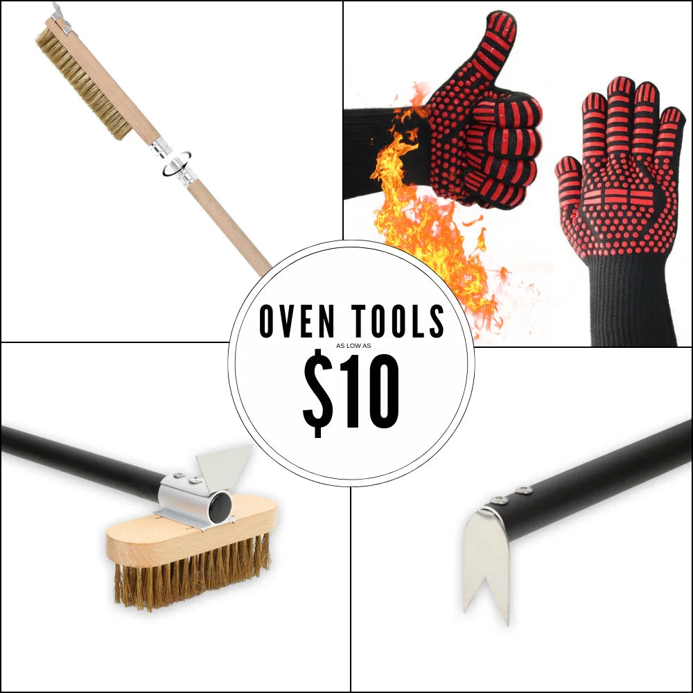 Pizza Oven Accessories Cleaning Brush  Ash Rake Pizza Turning Spinner Fork oven gloves BBQ Tool Stove Brush Grill  Grill Scraper