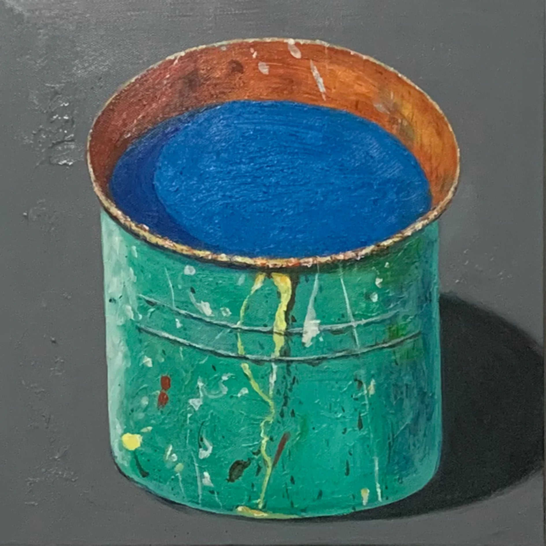Hand-painted Oil Painting Paintings of Stephane Braud, Acrylic Painting, Paint Bucket with Paint Framed, Ready to Hang