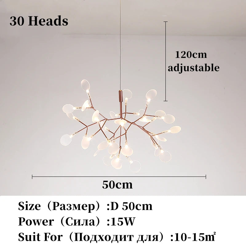 Nordic Chandelier Modern Luxury Living Room Kitchen Firefly Led Ceiling Pendant Lamp Indoor Creative Children's Room Ring Lights