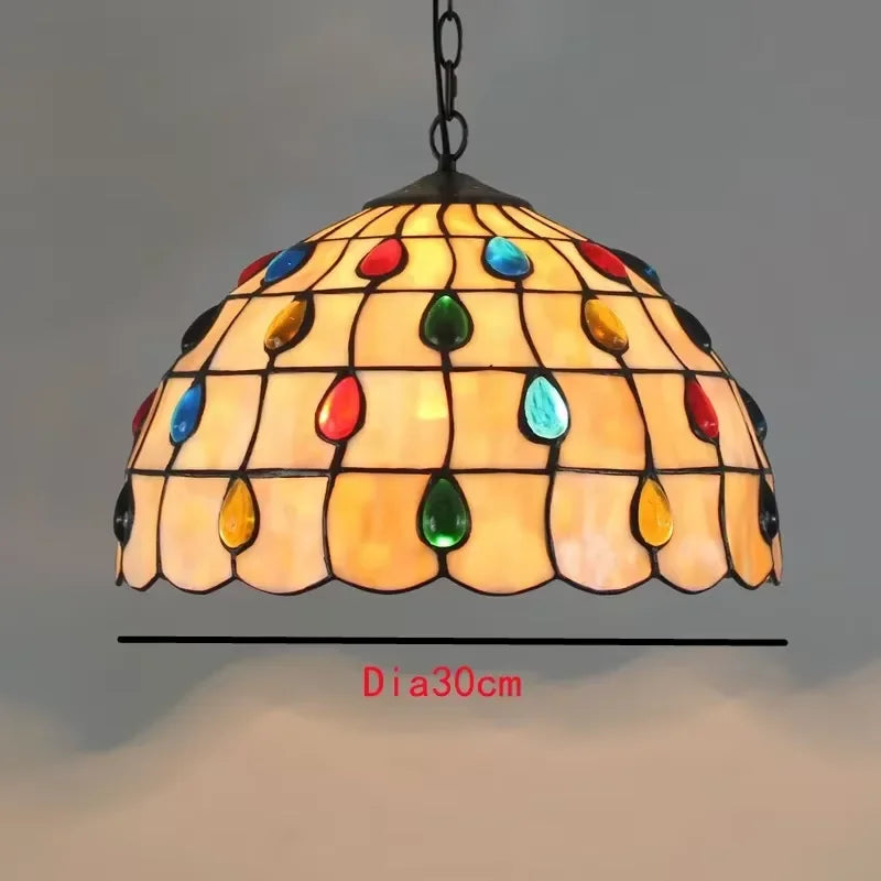 Nordic Tiffany chandelier Kitchen Dining room hallway handmade glass chandelier e27 indoor home decor peacock country lamp