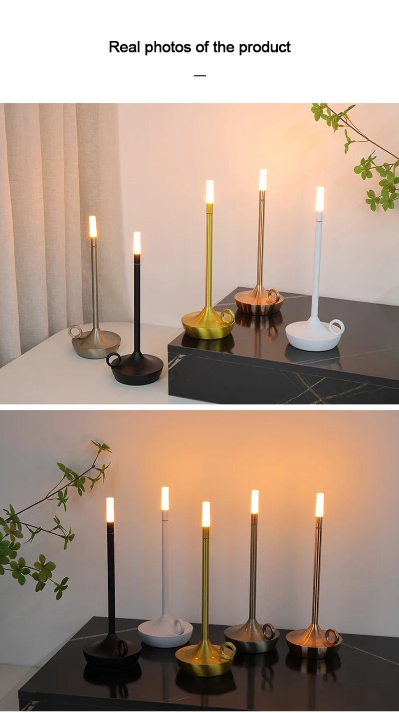 Candlelight Table Lamp LED Candle Charging Restaurant Bar Lamp Desktop Decoration Atmosphere Touch Night Light Led Desk Lamps