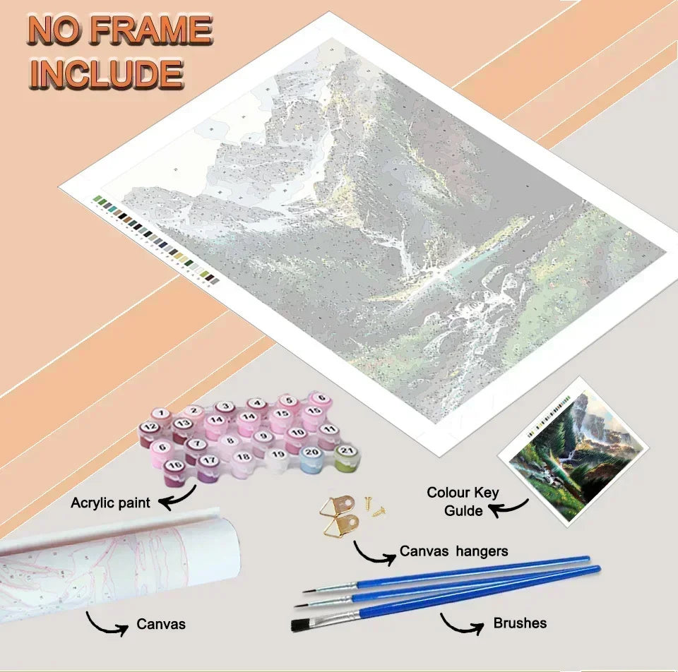 DIY Oil Painting By Numbers Kits Mediterranean Santorini Greece Village Paint with NumbersHome Decor, Wall Art Perfect Gift,