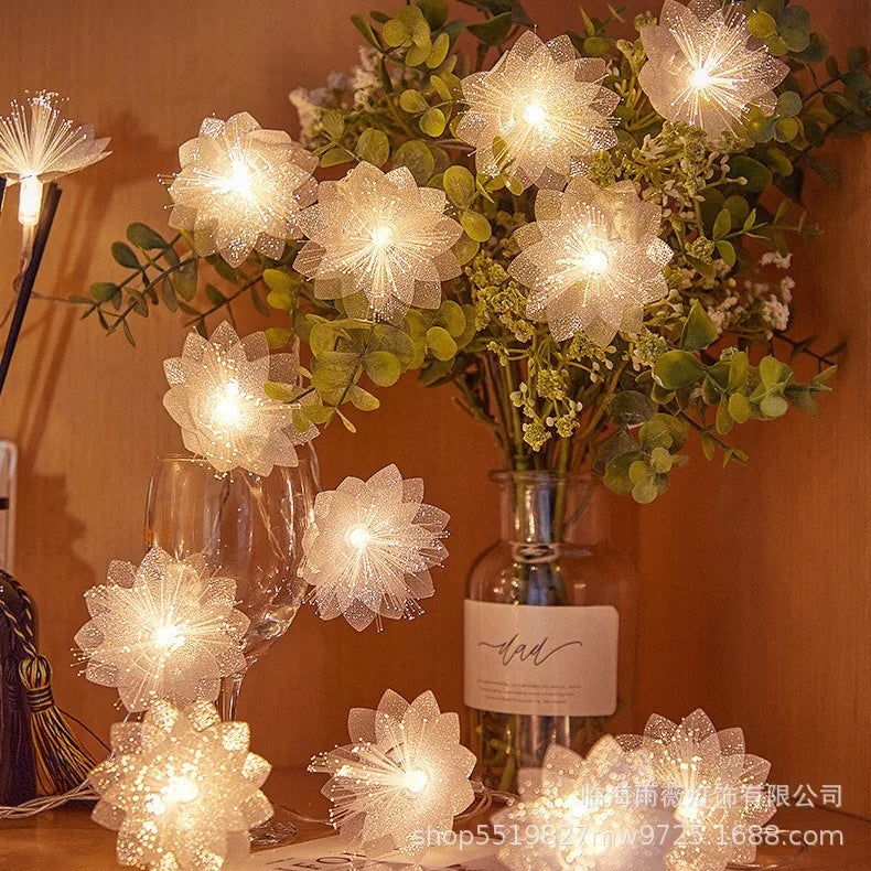 LED fiber optic flower string lights wedding party indoor and outdoor garden courtyard Christmas luminous decoration supplies