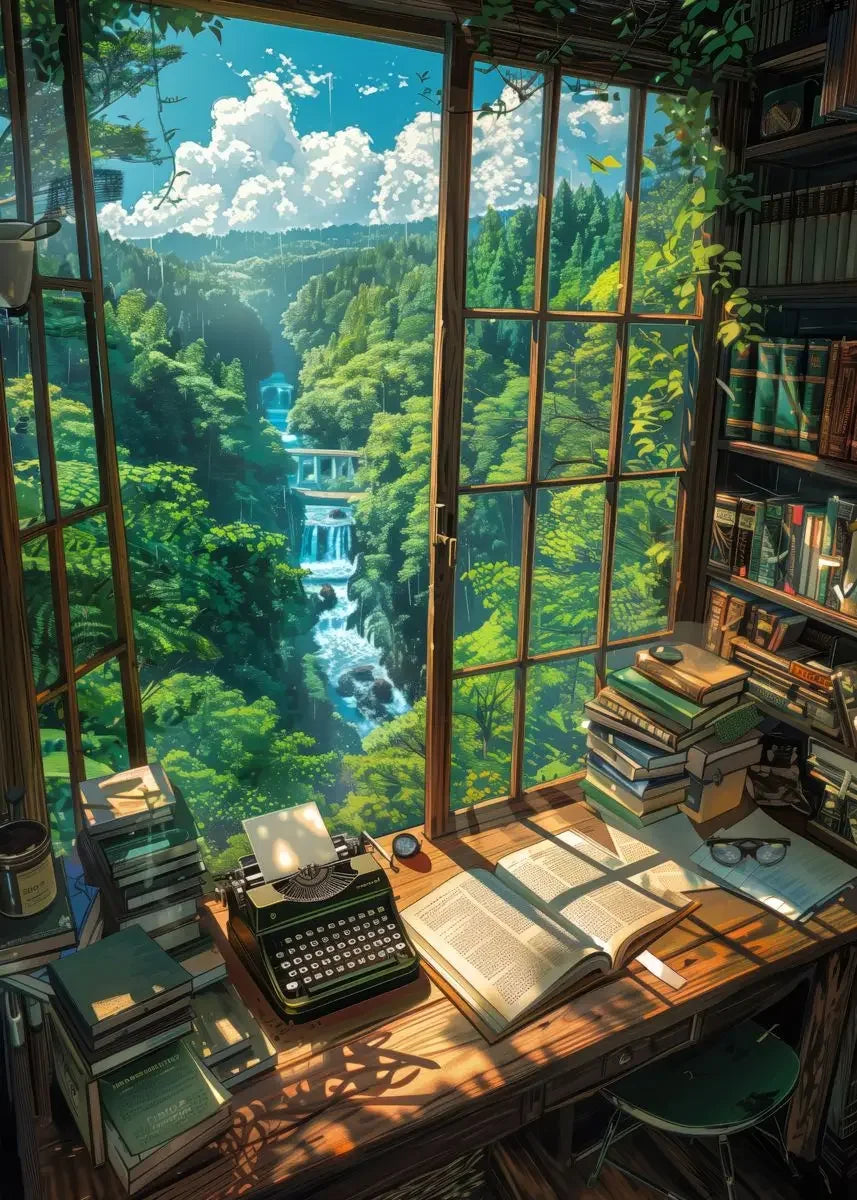 Modern Cartoon Seaside Cottage Summer Scenery Poster Coastal Villa Beach Life Canvas Painting Wall Art Living Room Home Decor