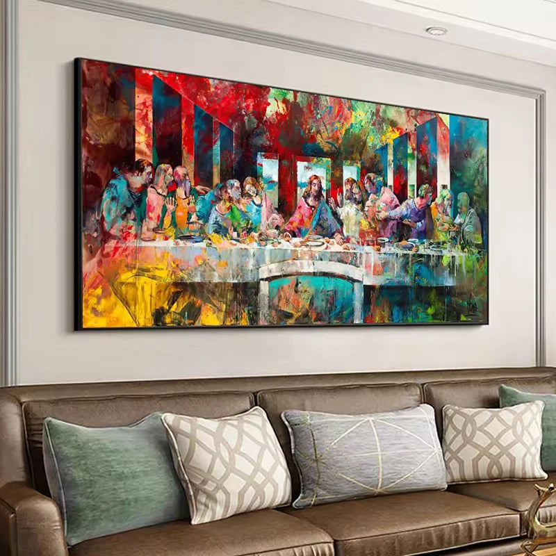 Famous Paintings Da Vinci's Last Supper Graffiti Art Poster and Prints Classical Canvas Painting Wall Art Picture Home Decor
