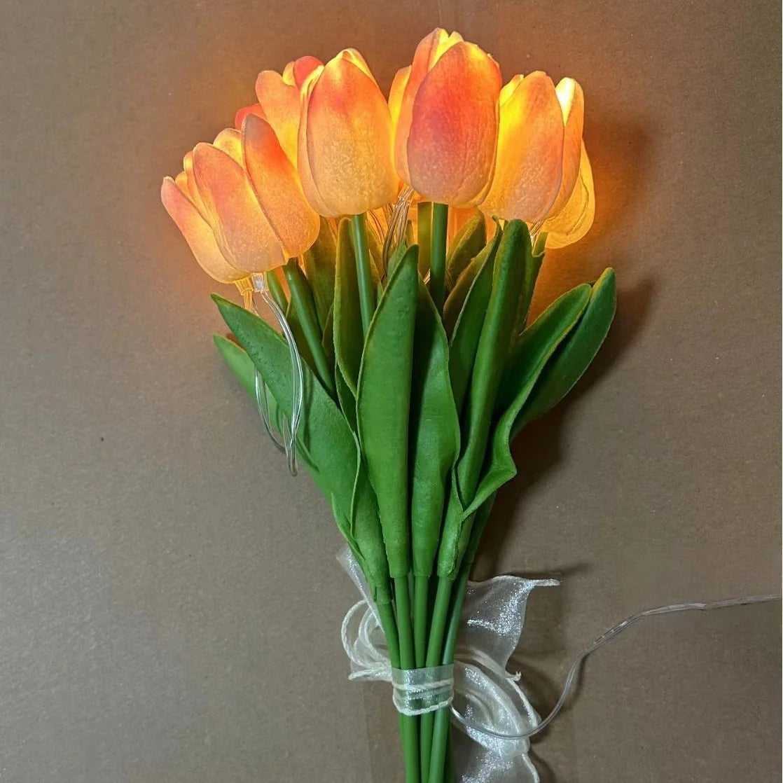 10 Heads Luminous Tulip LED Night Light DIY Handmade Lamp Artificial Flower  Bridal Bouquet Christmas New Year Atmosphere Light