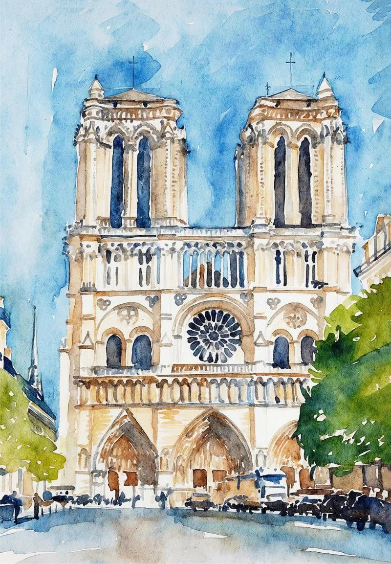 Paris Rome Santorini Coastal City Architecture landscape Watercolor Art Poster Canvas Paintings Wall Art Pictures Home Decor