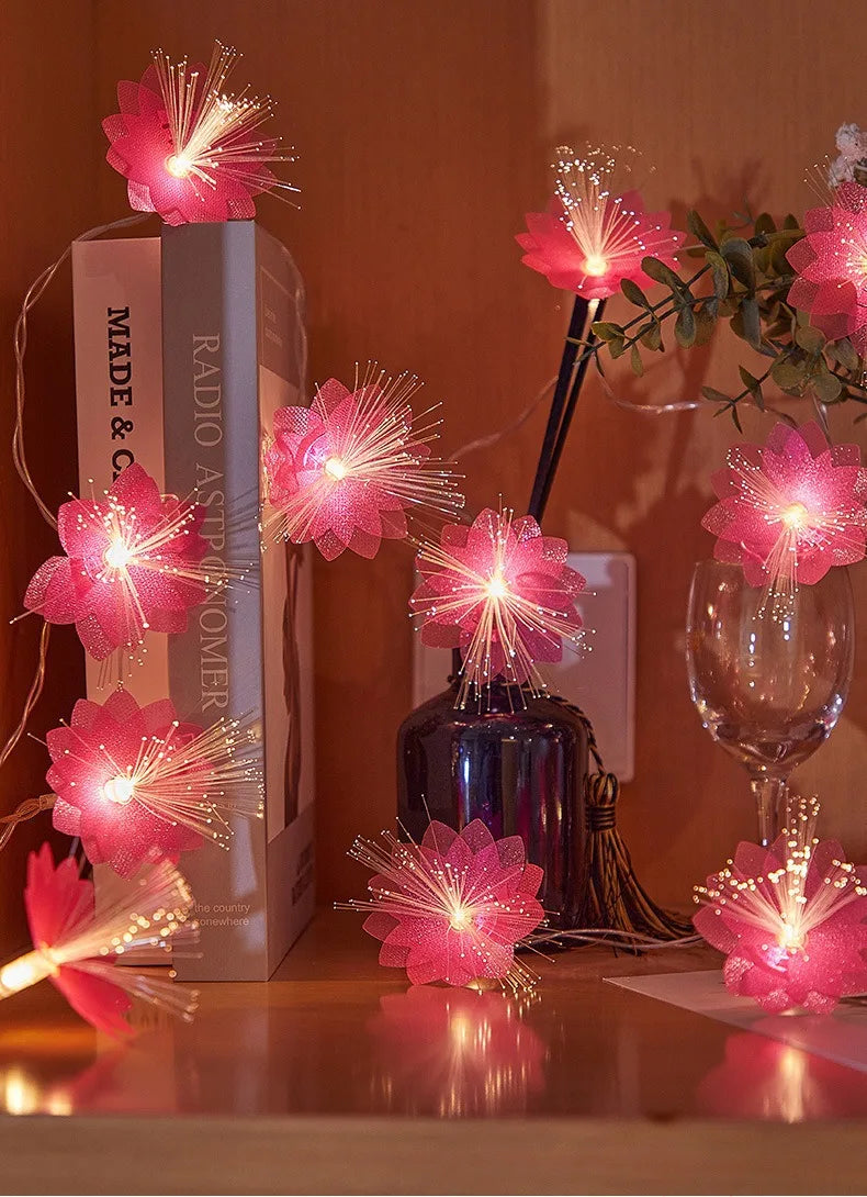 LED fiber optic flower string lights wedding party indoor and outdoor garden courtyard Christmas luminous decoration supplies
