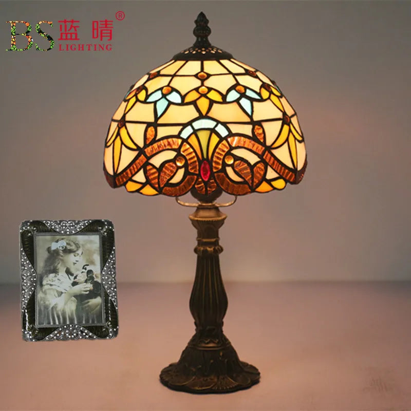European Tiffany Table Lamp For Indoor Bedroom Bedside Retro Creative Restaurant Cafe Bar Study Table Lamp