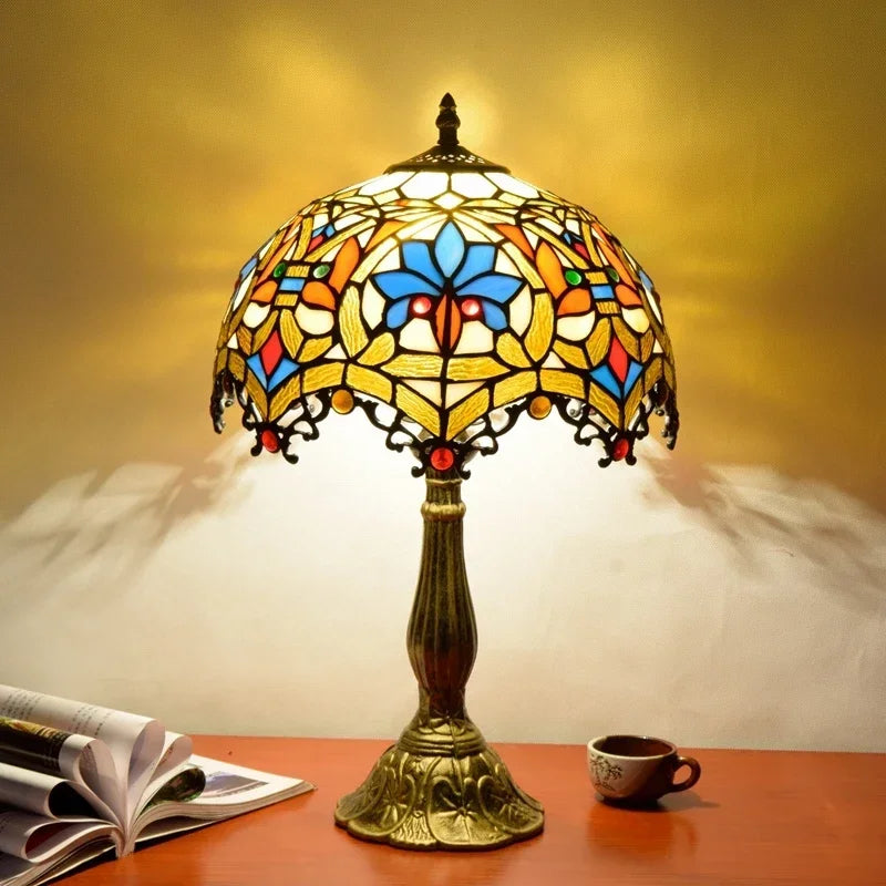 2025 Turkish Table Lamp Tiffany Stained Glass With Dragonflys Vintage Desk Lamp Bedroom Mediterranean Restaurant Home Deco Light