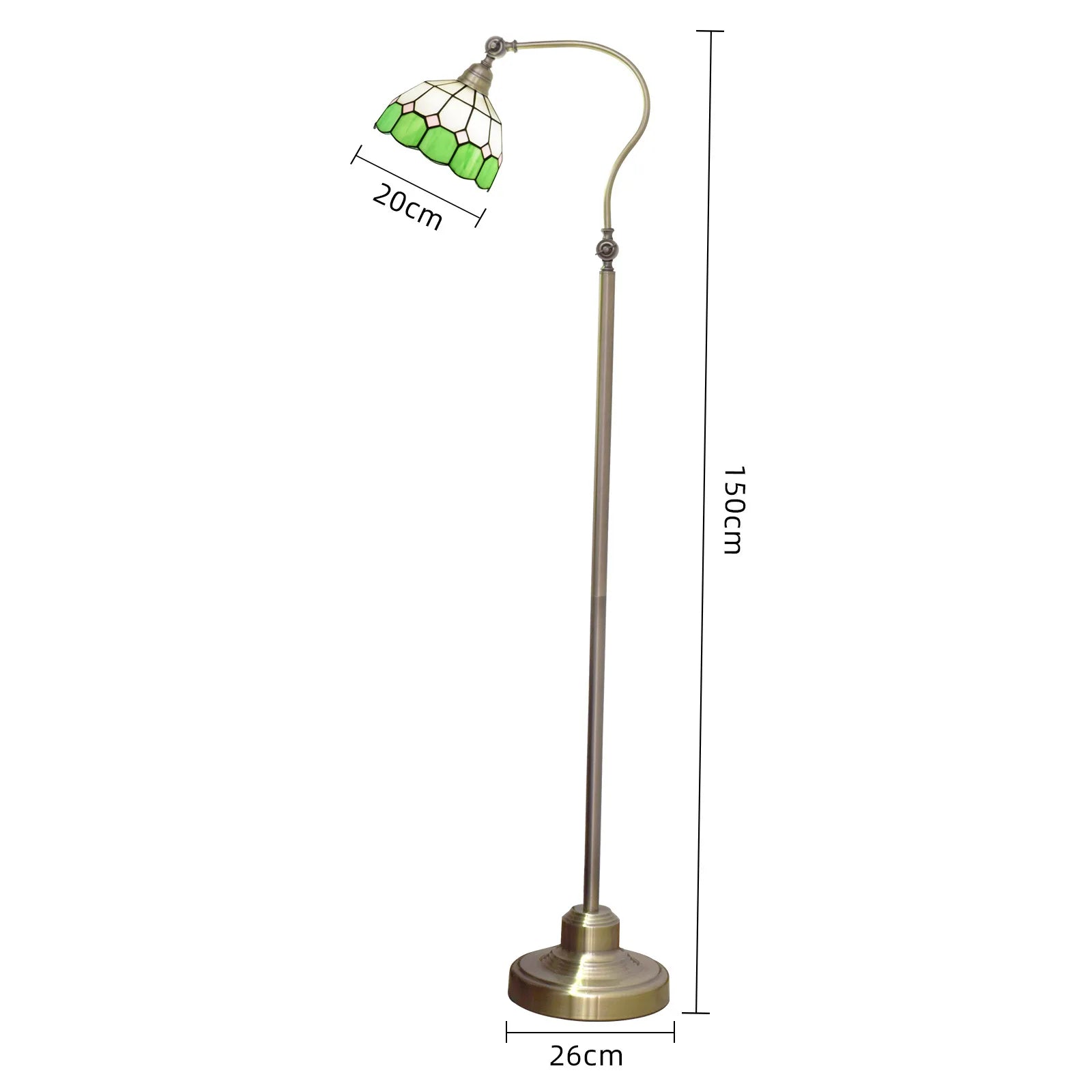 Tiffany Floor Lamp Stained Glass Table Light Mediterranean Style Retro Warm Arched Light Adjustable Angle Standing Reading Light