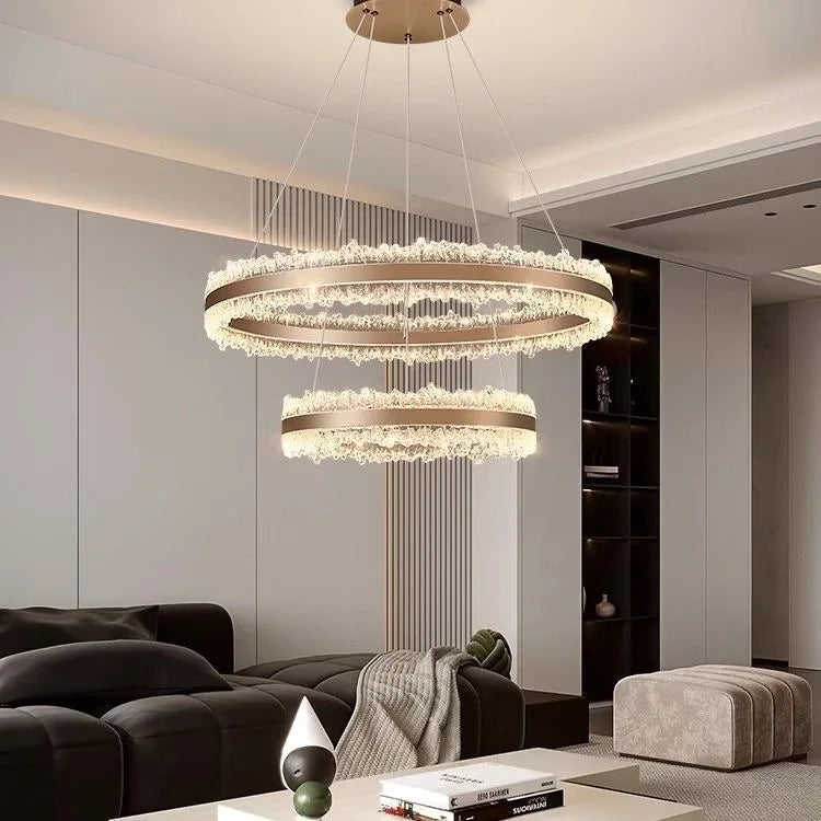 Italian iceberg modern light luxury style living room chandeliers high-end dining main light 2025 new round atmospheric lighting