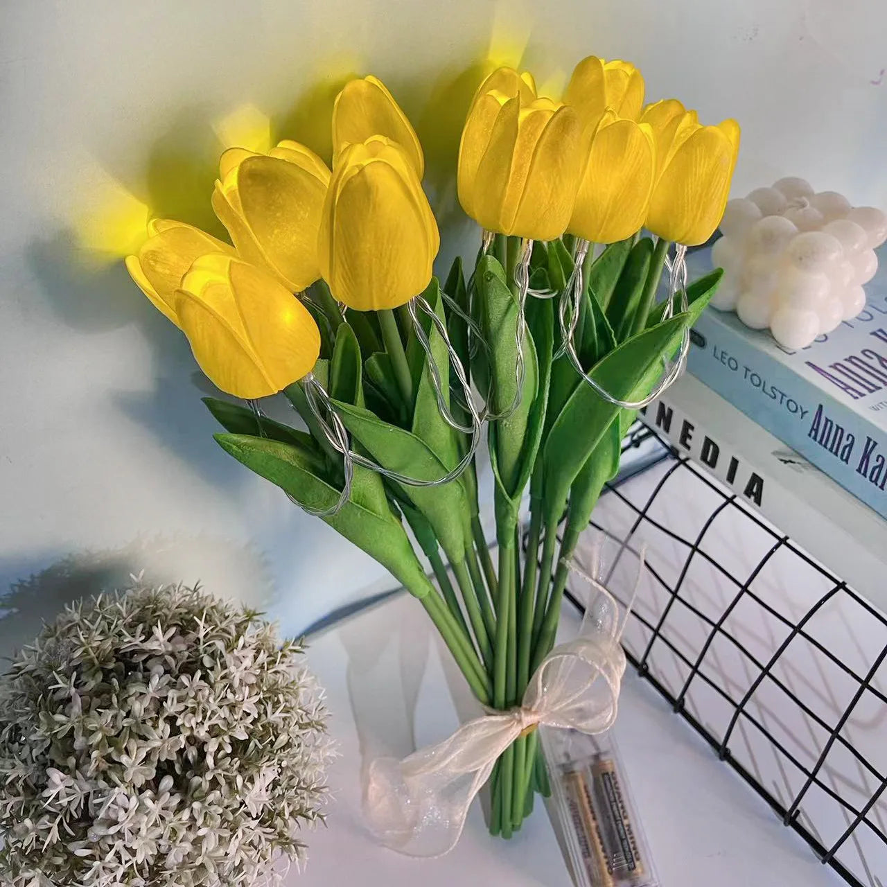 10 Heads Luminous Tulip LED Night Light DIY Handmade Lamp Artificial Flower  Bridal Bouquet Christmas New Year Atmosphere Light