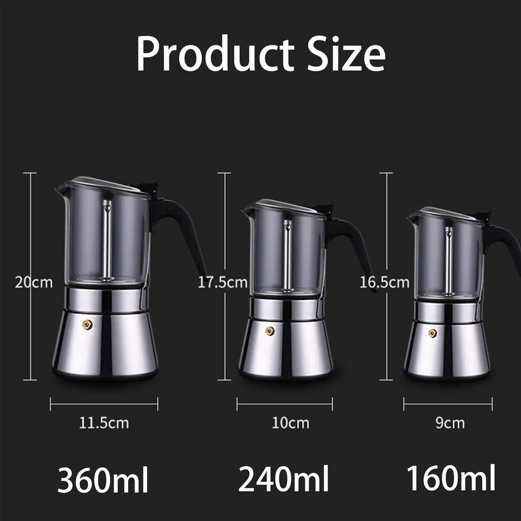 Classic Italian Style, 4-7 Cup Stovetop Espresso Maker (160-360Ml) for Premium Coffee, Easy to Operate and Quick to Clean,360ML