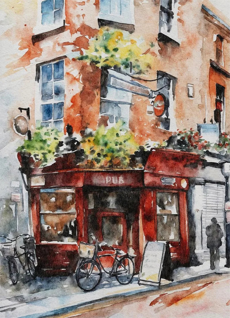 Paris Rome Santorini Coastal City Architecture landscape Watercolor Art Poster Canvas Paintings Wall Art Pictures Home Decor