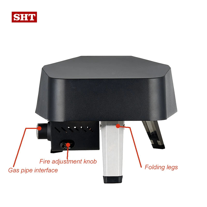 Fast Cooking Achieve 500 Degrees Small Folding Portable 12-Inch Gas Pizza Oven With Rotary Stone