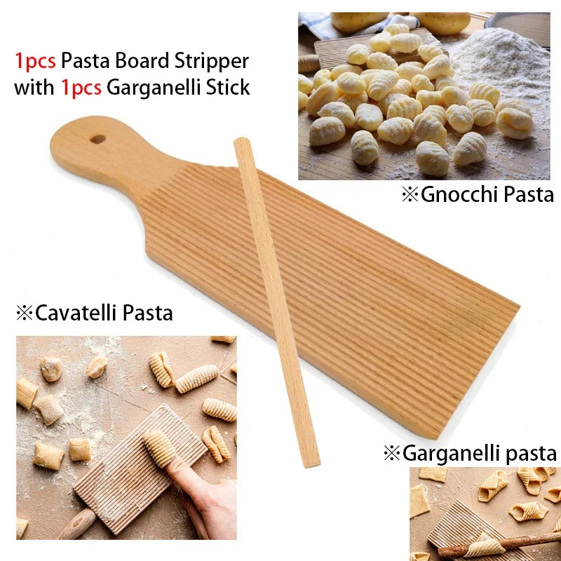 Gnocchi and Butter Board Wooden Set Italian Pasta Making Tools Ravioli Mold Cutter for Homemade Cavatelli Garganelli Pasta Maker
