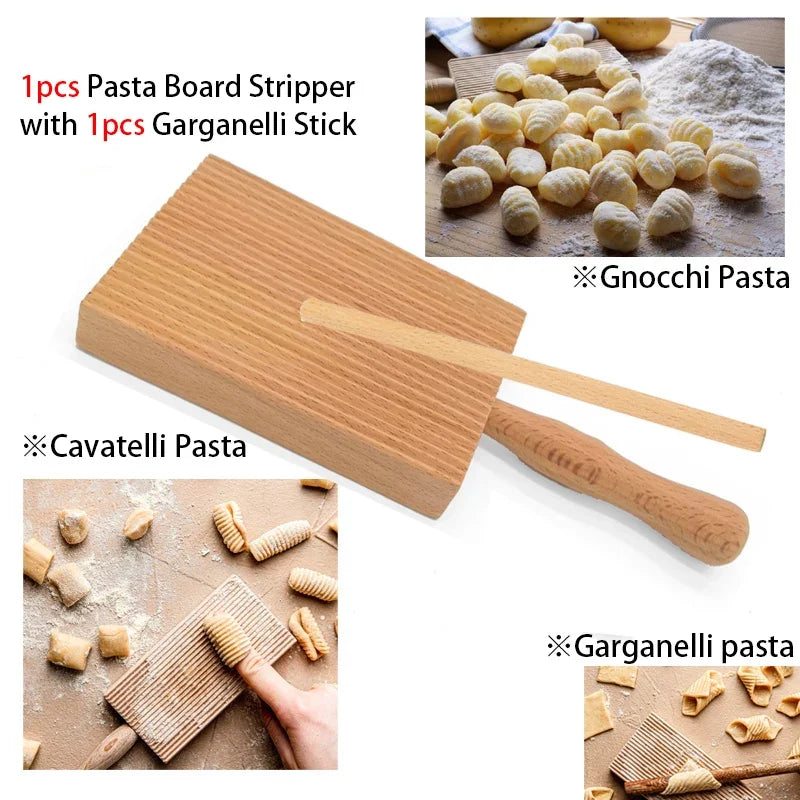 Gnocchi and Butter Board Wooden Set Italian Pasta Making Tools Ravioli Mold Cutter for Homemade Cavatelli Garganelli Pasta Maker