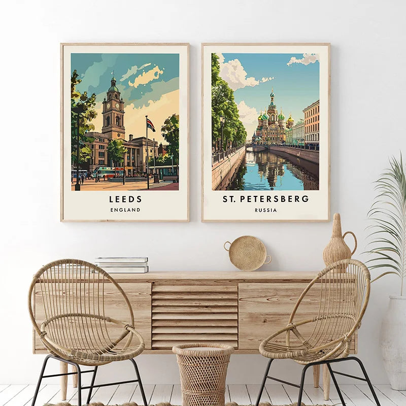 Classic Tourist City Edinburgh Rome Milan Urban Architecture Tourism Art Poster Canvas Paintings Wall Art Pictures Home Decor