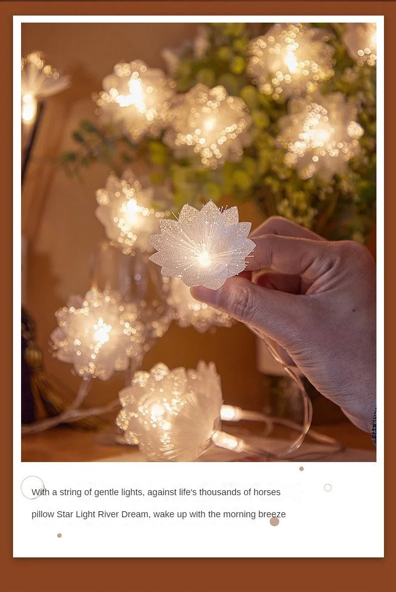 LED fiber optic flower string lights wedding party indoor and outdoor garden courtyard Christmas luminous decoration supplies