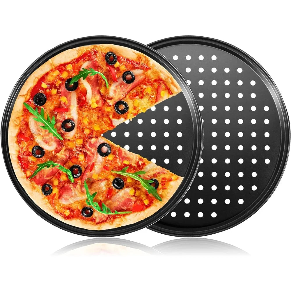 1Pcs Pizza Pans for Oven Round Pizza Pan with Holes 28cm Pizza Tray for Oven Baking Steel Pizza Oven Accessories Kitchen Tools
